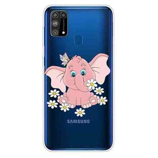 For Samsung Galaxy M31 Shockproof Painted Transparent TPU Protective Case(Little Pink Elephant)