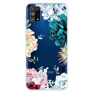For Samsung Galaxy M31 Shockproof Painted Transparent TPU Protective Case(Gem Flower)