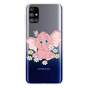 For Samsung Galaxy M31s Shockproof Painted Transparent TPU Protective Case(Little Pink Elephant)