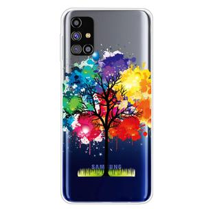 For Samsung Galaxy M31s Shockproof Painted Transparent TPU Protective Case(Oil Painting Tree)