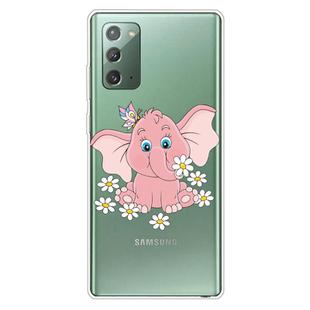 For Samsung Galaxy Note20 Shockproof Painted Transparent TPU Protective Case(Little Pink Elephant)
