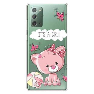 For Samsung Galaxy Note20 Shockproof Painted Transparent TPU Protective Case(Cute Cat)