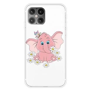 For iPhone 12 mini Shockproof Painted Transparent TPU Protective Case(Little Pink Elephant)