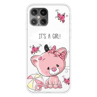 For iPhone 12 mini Shockproof Painted Transparent TPU Protective Case(Cute Cat)