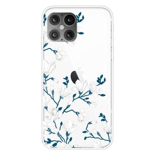 For iPhone 12 Pro Max Shockproof Painted Transparent TPU Protective Case(Magnolia)