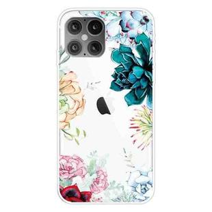 For iPhone 12 Pro Max Shockproof Painted Transparent TPU Protective Case(Gem Flower)