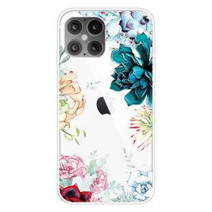 For iPhone 12 / 12 Pro Shockproof Painted Transparent TPU Protective Case(Gem Flower)