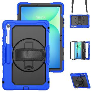 For Samsung Galaxy Tab S10 FE+ Silicone Hybrid PC Tablet Case with Shoulder Strap(Blue)