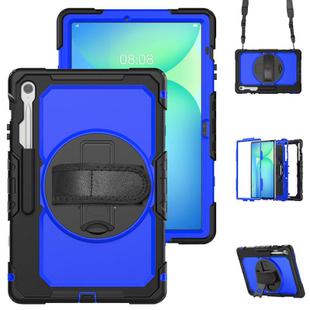 For Samsung Galaxy Tab S10 FE+ Silicone Hybrid PC Tablet Case with Shoulder Strap(Blue PC)