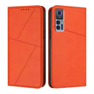 For TCL 30 5G / TCL 30+ Strong Magnetic Frosted Flip Leather Phone Case(Orange)