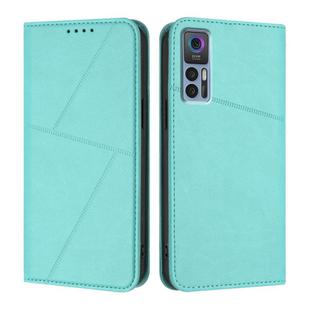 For TCL 30 5G / TCL 30+ Strong Magnetic Frosted Flip Leather Phone Case(Light Blue)