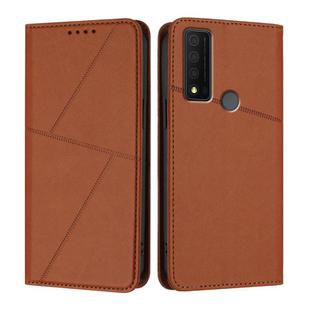 For TCL 30 XE 5G Strong Magnetic Frosted Flip Leather Phone Case(Coffee Color)