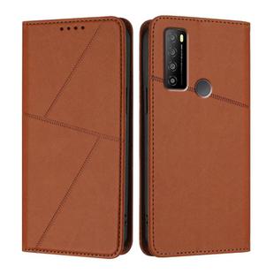 For TCL 30 XL Strong Magnetic Frosted Flip Leather Phone Case(Coffee Color)