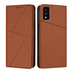 For TCL 30T Strong Magnetic Frosted Flip Leather Phone Case(Coffee Color)