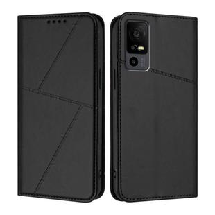 For TCL 40 R 5G Strong Magnetic Frosted Flip Leather Phone Case(Black)
