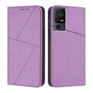 For TCL 40 SE Strong Magnetic Frosted Flip Leather Phone Case(Light Purple)