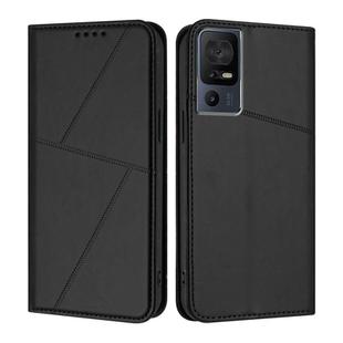 For TCL 40 SE Strong Magnetic Frosted Flip Leather Phone Case(Black)