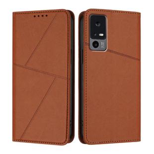 For TCL 40 XE / 40 X / 40 NxtPaper 5G Strong Magnetic Frosted Flip Leather Phone Case(Coffee Color)
