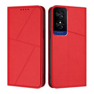 For TCL 50 5G / 50 XE / 50 XE NxtPaper Strong Magnetic Frosted Flip Leather Phone Case(Red)
