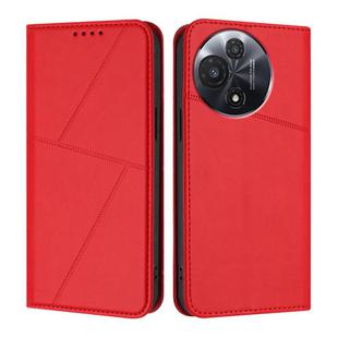For TCL 60R 5G Strong Magnetic Frosted Flip Leather Phone Case(Red)