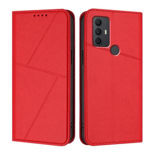 For TCL 305 / 306 / 30E / 30 SE Strong Magnetic Frosted Flip Leather Phone Case(Red)