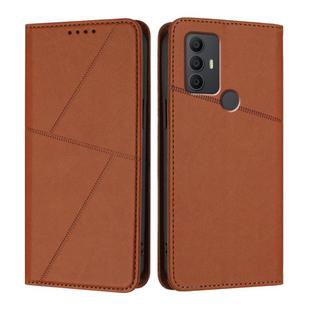 For TCL 305 / 306 / 30E / 30 SE Strong Magnetic Frosted Flip Leather Phone Case(Coffee Color)