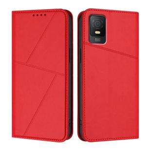 For TCL 403 Strong Magnetic Frosted Flip Leather Phone Case(Red)