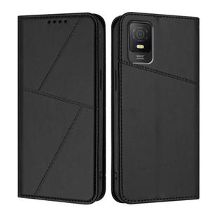 For TCL 403 Strong Magnetic Frosted Flip Leather Phone Case(Black)