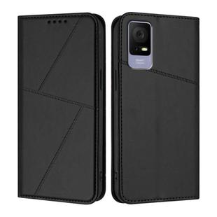 For TCL 405 / 406 / 408 Strong Magnetic Frosted Flip Leather Phone Case(Black)