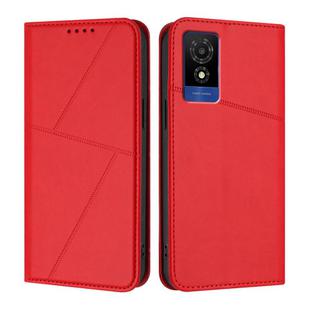 For TCL 501 Strong Magnetic Frosted Flip Leather Phone Case(Red)