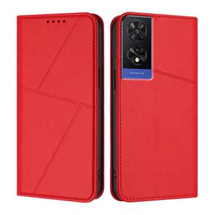 For TCL 505 Strong Magnetic Frosted Flip Leather Phone Case(Red)