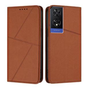 For TCL 505 Strong Magnetic Frosted Flip Leather Phone Case(Coffee Color)