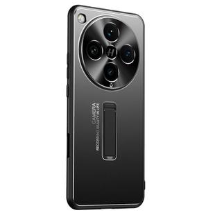 For OPPO Find X8 Pro Frosted Metal Hybrid TPU Holder Phone Case(Black)
