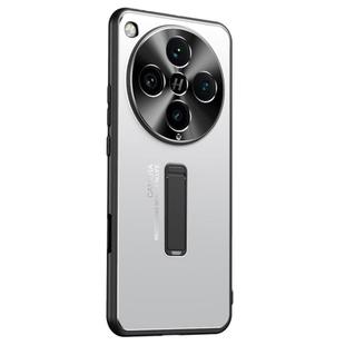 For OPPO Find X8 Pro Frosted Metal Hybrid TPU Holder Phone Case(Silver)