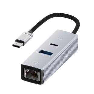 Type-C to Type-C RJ45 USB-A HUB Expand Converter(Silver)