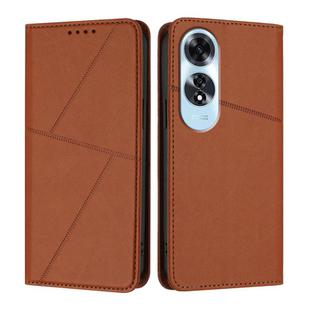 For OPPO A60 4G Strong Magnetic Frosted Flip Leather Phone Case(Coffee Color)