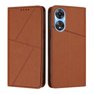 For OPPO A58 4G Strong Magnetic Frosted Flip Leather Phone Case(Coffee Color)