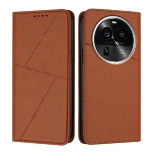 For OPPO Find X6 Pro Strong Magnetic Frosted Flip Leather Phone Case(Coffee Color)