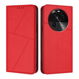 For OPPO Find X6 Strong Magnetic Frosted Flip Leather Phone Case(Red)