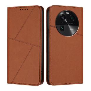 For OPPO Find X6 Strong Magnetic Frosted Flip Leather Phone Case(Coffee Color)