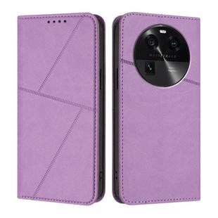 For OPPO Find X6 Strong Magnetic Frosted Flip Leather Phone Case(Light Purple)