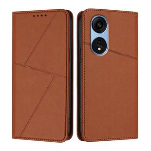 For OPPO A1 Pro Strong Magnetic Frosted Flip Leather Phone Case(Coffee Color)