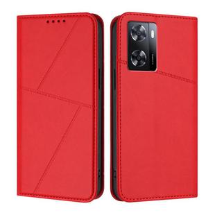 For OPPO A57 4G Strong Magnetic Frosted Flip Leather Phone Case(Red)
