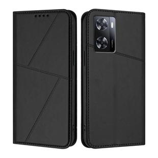 For OPPO A57 4G Strong Magnetic Frosted Flip Leather Phone Case(Black)
