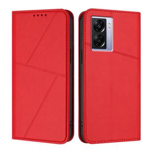 For OPPO A57 5G Strong Magnetic Frosted Flip Leather Phone Case(Red)