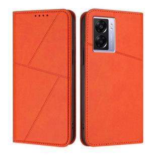 For OPPO A57 5G Strong Magnetic Frosted Flip Leather Phone Case(Orange)