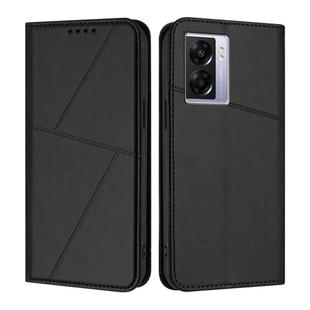 For OPPO A57 5G Strong Magnetic Frosted Flip Leather Phone Case(Black)