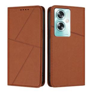 For OPPO A79 5G Strong Magnetic Frosted Flip Leather Phone Case(Coffee Color)