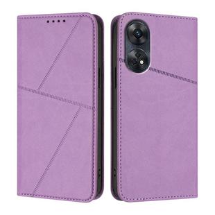 For OPPO Reno8 T 4G Strong Magnetic Frosted Flip Leather Phone Case(Light Purple)
