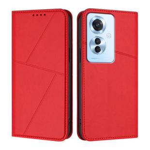 For OPPO Reno11 F Strong Magnetic Frosted Flip Leather Phone Case(Red)